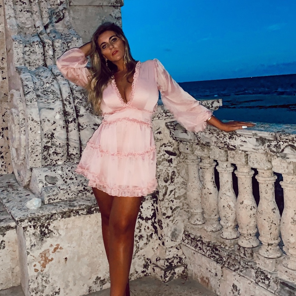 Pink Ruffled A-Line Dress